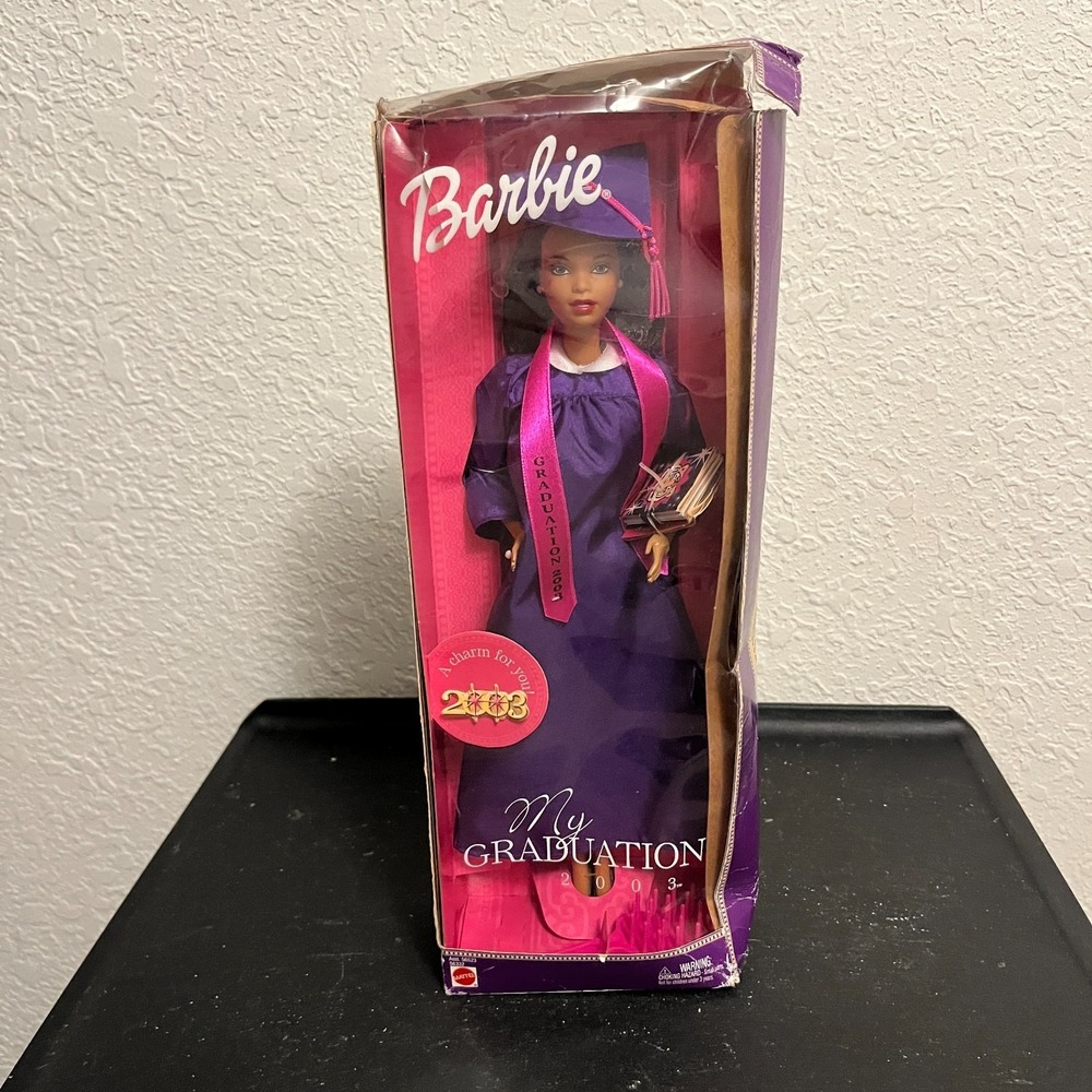 Vintage Barbie My Graduation 2003 Doll - New In Box -  Black Doll w/Purple Gown